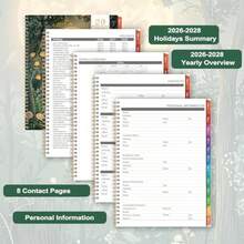 CZ 2026 Monthly Planner/Calendar 2026 Planner JAN 2026 DEC 2026 9 X 11 Monthly Planners 2026 2026 Calendar Planner With Twinwire Binding + Colorful Tabs + Pocket 5837 - 綠色 - 查看 3