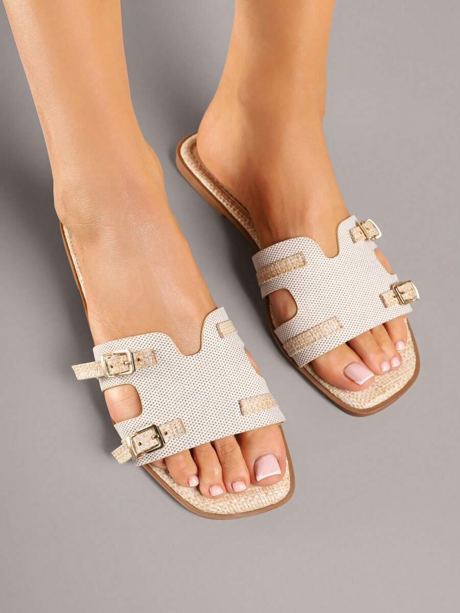 几何扣环凉拖鞋 女士夏季休闲沙滩凉鞋