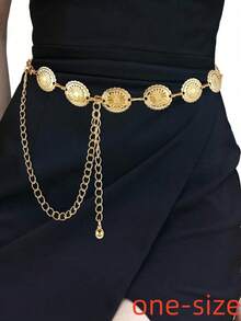 1 szt. Duży damski eliptyczny łańcuszek w talii z nadrukiem w stylu vintage. Nadaje się do codziennej dekoracji odzieży. Można go używać do dojazdów do pracy, na festiwale, imprezy i wesela.