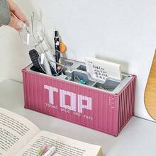 1 Stück kreatives Imitationscontainer Modell Aufbewahrungsbox Deko, geeignet für Stift, Schere, Werkzeug Aufbewahrung auf dem Schreibtisch, Haus, Büro Tischdekoration - Einweihungsgeschenk - Verschiedenfarbig - Übersicht 10