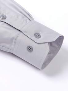 Men's Long-Sleeved Shirt With Pocket, Slightly Stretchy Fabric, Ideal For Work And Leisure - Xám - Xem 3