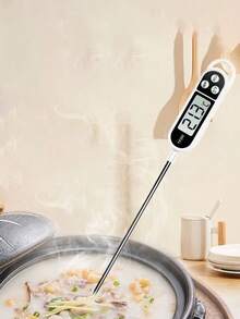 高精度探针式食品温度计，适用于测量婴儿奶粉、厨房、烧烤、热汤、烘焙、水族箱水温、油温等。 - 黑與白 - 查看 2