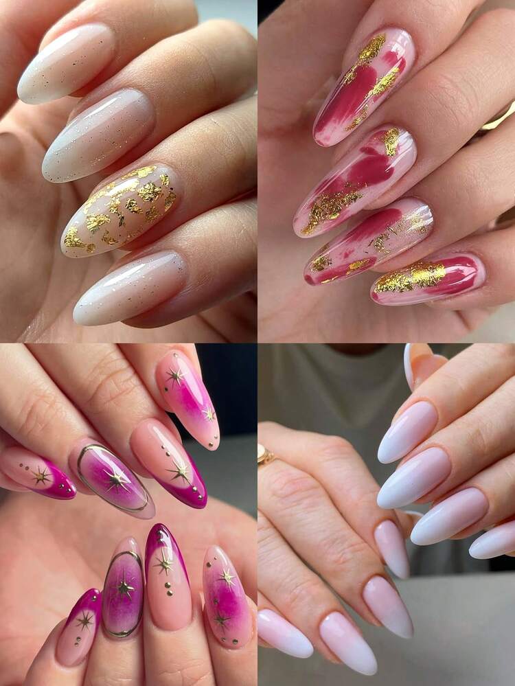 100片/包 PMMA 软胶甲片 杏仁形美甲 XS 尺寸 无痕免刻字透明磨砂亚克力指甲，适用于美甲沙龙用品 - 無色 - 查看 2