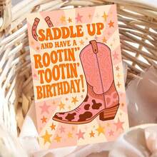 بطاقة تهنئة جذابة بتصميم حذاء كاوبوي مع ظرف (11 سم * 16 سم) - "تمنيات عيد ميلاد مرحة" تصميم مشهد غربي مع حذاء كاوبوي والنجوم، مثالية للعائلة والأصدقاء، مناسبة لاحتفالات عيد الميلاد، بطاقة تهنئة عيد ميلاد | بطاقة ذات موضوع غربي | بطاقة ترحيب ورقية