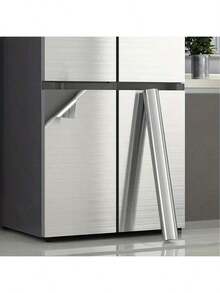 1 Rollo - Adhesivo de acero inoxidable cepillado plateado para armarios, fregaderos, ascensores y refrigeradores - Impermeable, decoración removible para renovación del hogar, puertas, renovación