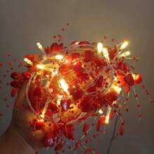 Heart Shaped LED String Lights, Decorative Lights For Valentine's Day, Wedding, Party - Red - View 9