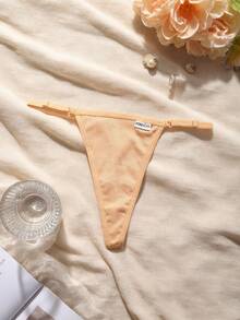 Set da 5 pezzi di mutandine da donna a vita bassa, in cotone tinta unita e a righe, sottili, con etichetta a logo, sexy e confortevoli