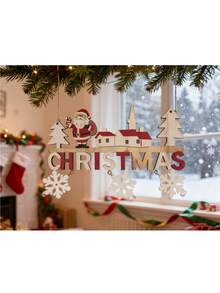 1 cái Ông già Noel và Bông tuyết trang trí treo tường, Trang trí nhà cửa, Trang trí phòng, Trang trí tường - Nhiều màu - Xem 2