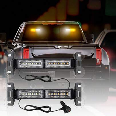 1 set Barra de luz de advertencia LED para coche con ventosa, barra de luz de trabajo de alta luminosidad como luz auxiliar de conducción para vehículos todoterreno, SUV, camiones y camionetas, accesorios automotrices