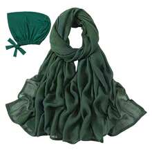 Modal Cotton Hijab Scarf For Women With Undercap Set,DeepGreen - DeepGreen - View 3