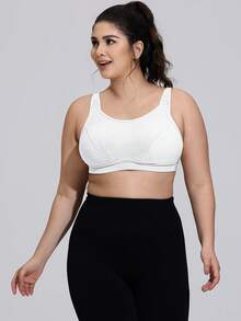 Wingslove Plus Size Wireless Sports Bra With Adjustable Wide Strap, Provides High Support For Large Busts, Perfect For Yoga And Workouts - White - View 8