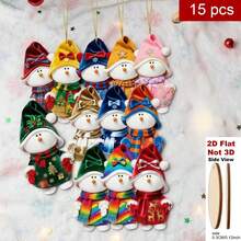 Christmas Tree Ornaments Colorful Snowman Wooden Ornaments Flat Hanging Tags For Home, Fall Decor, Halloween Decor, Christmas Gift, Classic And Elegant,  , High Repurchase Rate. - Multicolor - View 3