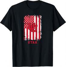 Utah Utes Patriotic Retro American Flag Black T-Shirt - Black - View 1