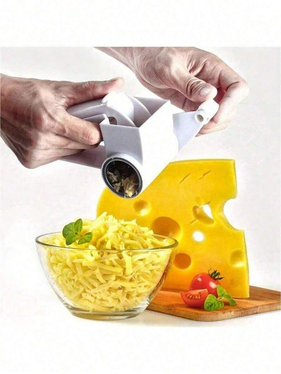 1个带手柄的奶酪刨丝器，家用奶酪刨丝器，手动旋转式奶酪刨丝器，可重复使用的硬奶酪、巧克力、坚果刨丝器，厨房小工具