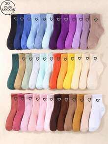1/20 Pairs Women's Random 4-Color Heart Pattern Ankle Socks - Multicolor - View 4