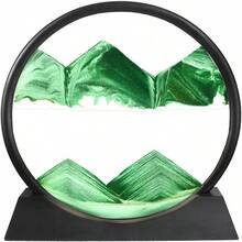 Redondo de 7 pulgadas, disponible en varios estilos, con un diseño de arena fluida. Ideal para decoraciones de escritorio y decoración del hogar, adecuado para la mayoría de las ocasiones y un regalo perfecto para las fiestas. - Verde - Ver 7