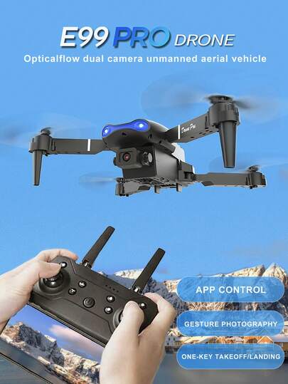 CASRRA This 4-Axis Foldable Drone With Dual HD Cameras, E99, Features Optical Flow Hovering Function, Equipped With Large-Capacity Battery, And Easy To Operate. It Is An Entry-Level Remote Control Drone, Making It An Excellent Gift For Birthdays, Christmas, Thanksgiving, And Halloween. Equipped With A 1800mAh Large-Capacity Battery.