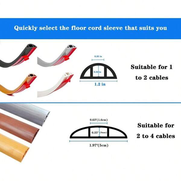 Floor Cord Cover,Overfloor Cord Protector – Self-Adhesive Power Cable Protector – Ideal Extension Cord Cover To P...