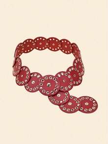 1 pieza Cinturón de mujer estilo bohemio con parches de lentejuelas, cinturón de cintura de brillo punk rosa/rojo, estilo vaquero occidental, apropiado para vaqueros, vestidos, ocasiones formales, atuendo navideño