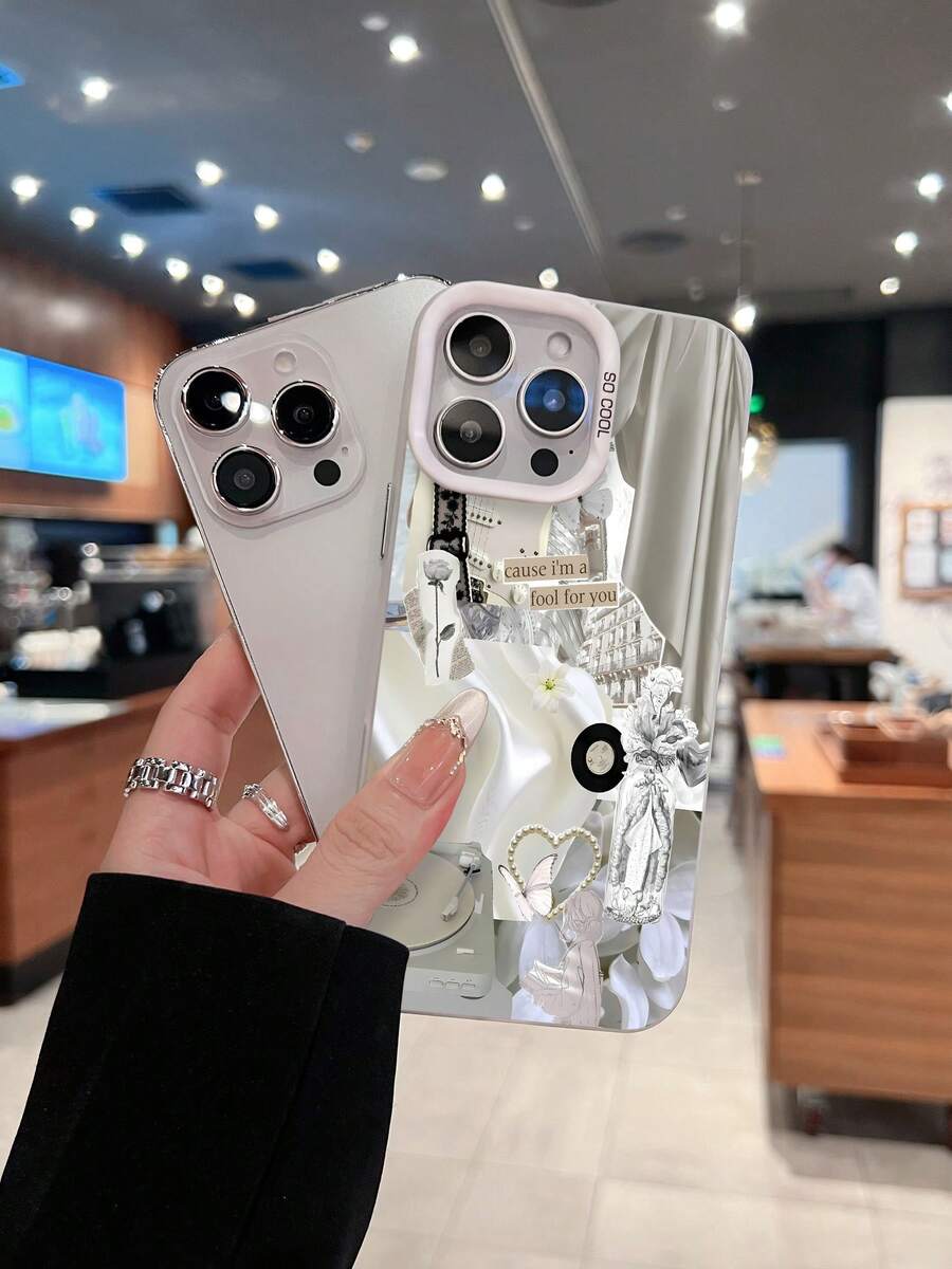 Una funda blanca de ensueño con estética vintage y diseño elegante, perfecta para almas artísticas. Compatible con 17, 16, 16 Pro Max, 15, 15 Pro Max, 14, 13, 12 y 11 Pro. Fabricada en TPU para una protección esencial contra golpes. Un regalo ideal para mentes creativas, amigos y seres queridos en cualquier ocasión especial. - Plateado - Ver 1
