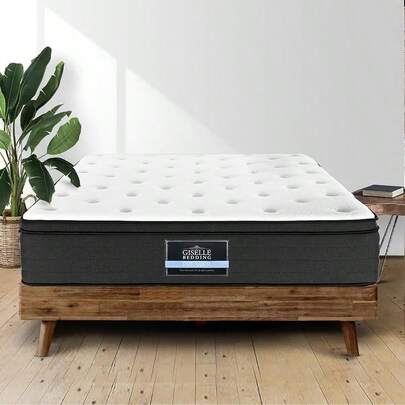 Queen Mattress Bed Mattresses Innerspring Foam 34cm Thickness With 7-Zone Pocket Spring System And Breathable Euro Top 5Yrs Warranty Medium Firm White + Grey With Vacuum Packed