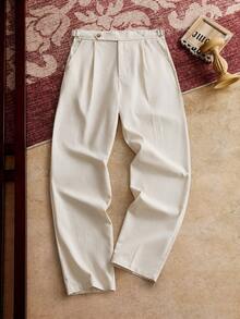 Men's Linen Woven Casual Elastic Waist Straight Leg Pants, Suitable For Summer, Vacation, Daily Wear, Party, Couples, Gifts, School, Fall - Apricot - View 1