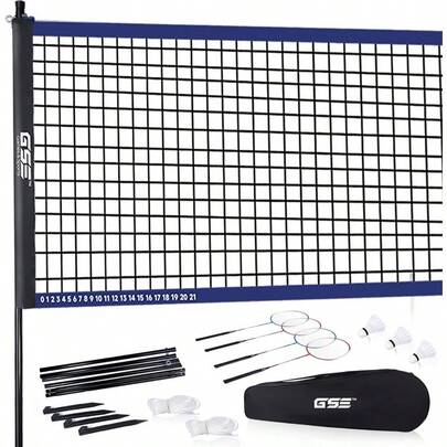 GSE Games And Sports Expert Outdoor Yard Sports Net Game Set For Backyards Parks Beach Lawn. Volleyball Set Badminton Set OR Volleyball And Badminton Combo Set Available