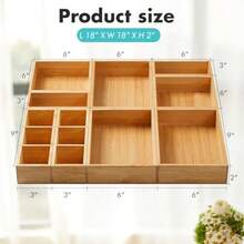 TFKI Drawer Organizer Set Of 9 Bamboo Wood Kitchen Makeup Desk Junk Tea Drawer Storage Boxes Bins For Cutlery Silverware Utensils Flatware Small Wooden Container Tray For Bathroom Office - Tre tự nhiên - Xem 6