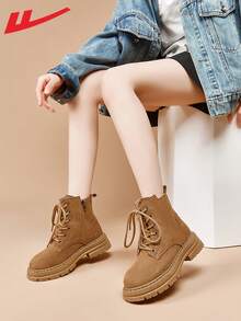 WARRIOR 1 Pair Casual Sport Style Platform Women's Boots, 2025 New High-Top Slimming Fashionable Lightweight Outdoor Hiking Sneakers - Camel - View 6