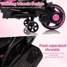 6V Kids Motorcycle, Electric Ride On Car Toy With Training Wheels, Working Headlight, Horn & Music, Battery Powered Ride On Motorcycle Toy For Toddler Kids Boys Girls Ages 3-6 - Hồng - Xem 7