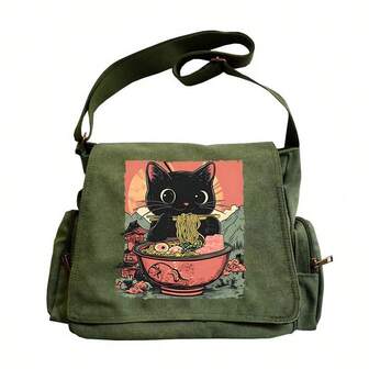 Large Capacity Shoulder Bag, Vintage Tote Messenger Crossbody Bag, Multiple Patterns Available, Suitable For Various Occasions Like Shopping, Travel, Dining, School, Pet Lovers, And Great Gift Choice