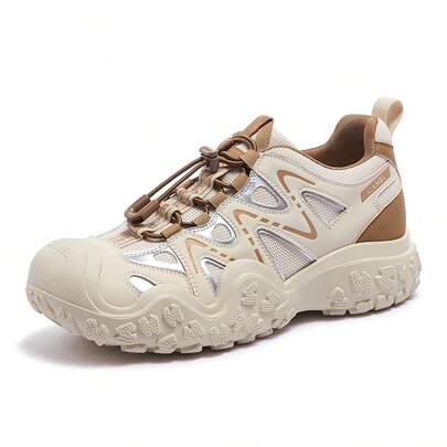 CAMEL CROWN Mountain-Style Ugly-Cute Shoes, New Autumn Style, Patchwork, Thick Sole, Lightweight Outdoor Casual Shoes For Women.