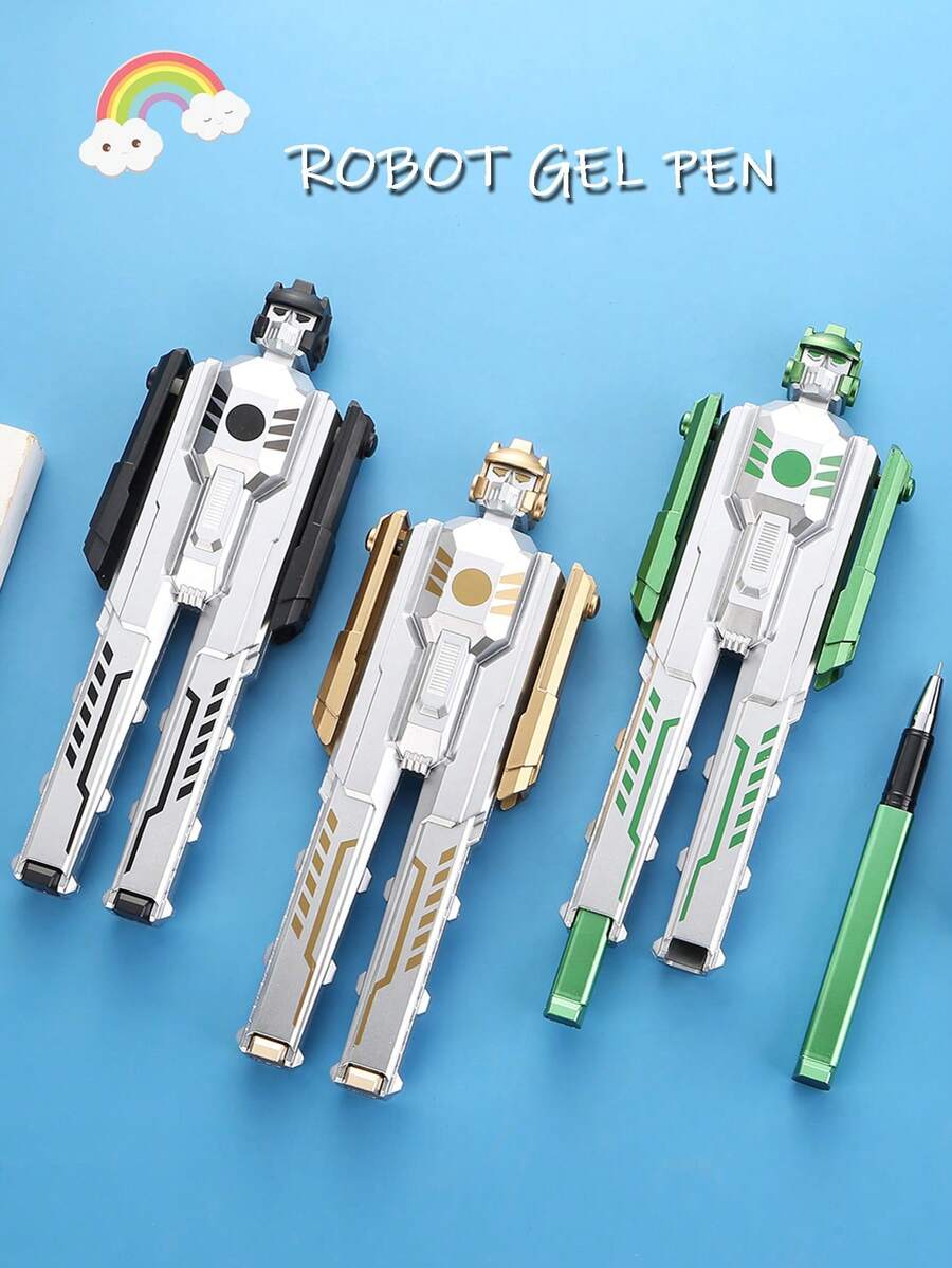 Robot Shaped Neutral Pen, Black Ink Ballpoint Pen, Gift Pen For Students - Multicolor - View 1