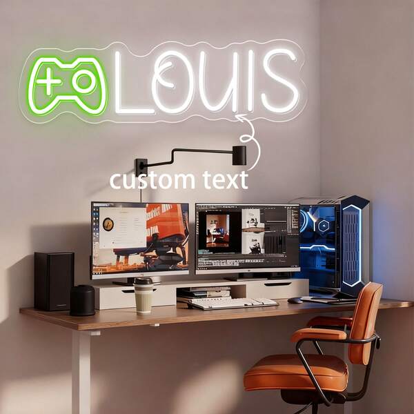 Placa de néon personalizada com nome de usuário de jogador, decoração de quarto, decoração de Natal, placa de néon personalizada para jogos, logotipo personalizado de jogos, luz de néon para Twitch, presente para jogadores, presente para marido, presente artesanal com nome de usuário.