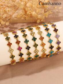 Camhanno 多功能不锈钢花朵手链，适合日常通勤，奢华配饰，是送给美丽女性的完美节日礼物，也适合表白、祝福、圣诞礼物等场合。 - 彩色 - 查看 5