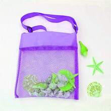 Colorful Mesh Beach Tote Bag - Breathable Sandproof Net Bag For Shell Collecting, Beach Toys & Swimming Gear, Wet Dry Bag - Purple - View 1