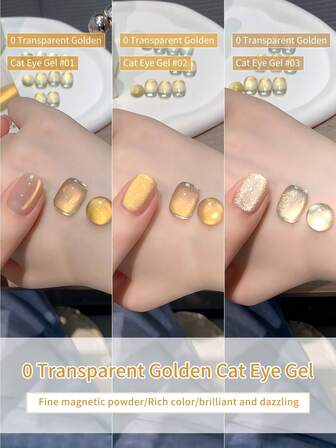 annies Set de 3 colores de 12ml 0 Gel magnético transparente dorado para uñas de gato. Nuevo 2025 Esmalte de uñas de gel con bolas de vidrio dorado cocido en agua blanca 1 pieza/3 piezas