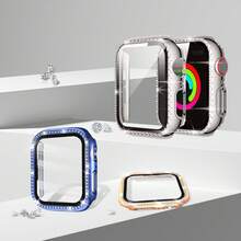 EIGIIS 1 pieza Carcasa de reloj inteligente con diamantes de imitación compatible con Apple Watch Series 9/8/7 y Ultra, disponible para 45mm y 49mm, con un solo cristal brillante de diamante de imitación, parachoques ultrafino y cubierta protectora completa para mujeres y niñas