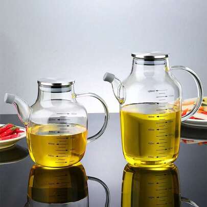 1 pieza Botella de aceite de cocina, frasco de condimentos de acero inoxidable y vidrio, dispensador de aceite a prueba de fugas, botella de salsa de soja y vinagre para uso doméstico