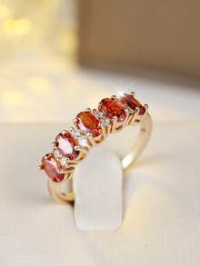 1 pieza Anillo de compromiso/matrimonio clásico y de lujo, con estilo minimalista, adecuado para uso diario, propuesta, banquete, fiesta, estilo real - anillo - Ver 6