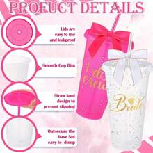 8 Pcs Bridesmaid Plastic Tumbler With Straw Lid And Twist Bow 24 Oz I Do Crew And Bride Reusable Tumbler Bridal Party Proposal Gifts Bachelorette Party Gifts For Wedding Bridal Bridesmaids(Pink) - MàuG - Xem 3