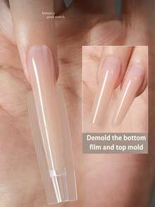 Sandwich Nail Film Slim-Tapered-Long-Ellipse Quick-Extension Crystal Hard Gel Non-Building-Forming Mold Acrylic Press On Nails Stiletto French Tip Nails Supplies Nail Art DIY For Women Beauty Gift - Clear - View 3