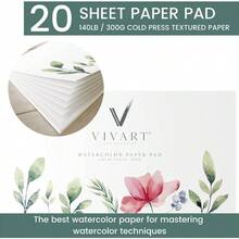 Premium 48u2011Color Watercolor Set Adults Beginners U2013 48 Vivid Halfu2011Pans, 2 Artistu2011Grade Brushes Sizes 8 12 20u2011Sheet 300u202Fgsm Coldu2011Press Paper Pad Stepu2011byu2011Step Eu2011Course - Assorted - View 6