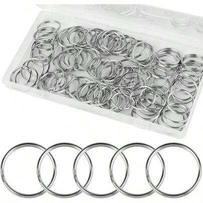 100PCS Split Key Rings Bulk Keychain And Crafts Keychain Rings Silver 25mm