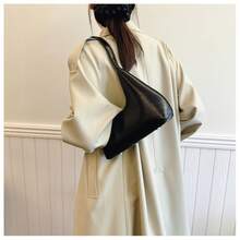 Unique Design Crescent Shoulder Bag For Women, Soft PU Leather Underarm Bag, Fashion Commuter Handbag - Black - View 10