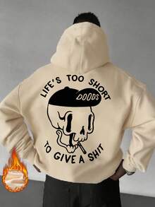 Men's Autumn/Winter Funny Skull Element Printed Thermal Lined Hoodie Sweatshirt