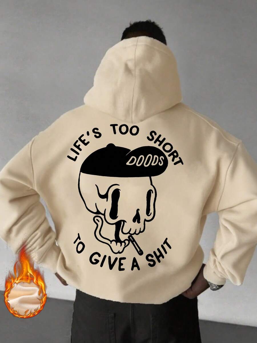 Men's Autumn/Winter Funny Skull Element Printed Thermal Lined Hoodie Sweatshirt