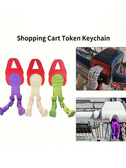 Creative And Fun Shopping Cart Keychain/Supermarket Trolley Unlocking Tool, Shopping Cart Token, Cute Design, Suitable For Unlocking In Supermarkets And Grocery Stores, Portable And Reusable, Supermarket Accessory, Unlocking Tool - Suitable For Men, Friends, And Family For Everyday Shopping, A Novel Decoration That Can Replace Coins.