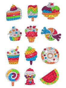 12pcs 5D DIY Diamond Painting Sticker Set, Cartoon Animal Acrylic Mosaic Art Craft Kit, Suitable For Kindergarten Creative Projects, Children Diamond Painting Set