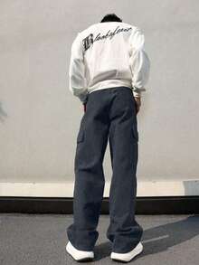2pcs Tween Boys Casual Sports Outdoor Cargo Pants With Big Pockets, Spring/Autumn - Khaki - View 2